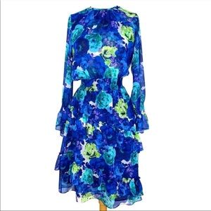 Misa Los Angeles Raina Dress Sapphire Smocked Ruffle Size small